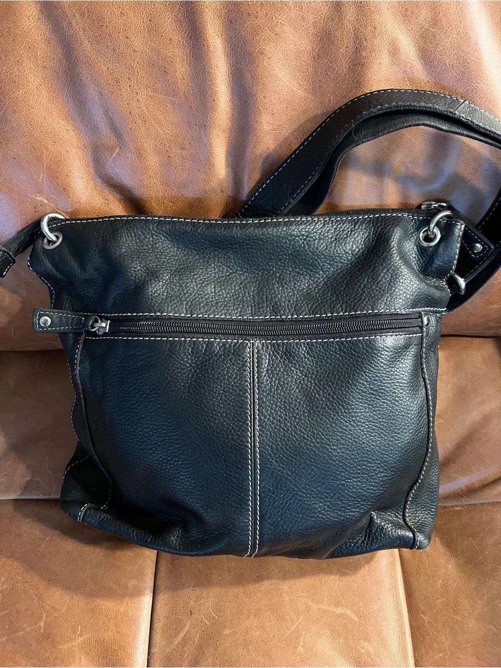 Fossil Black Leather Sutton Messenger Crossbody Bag